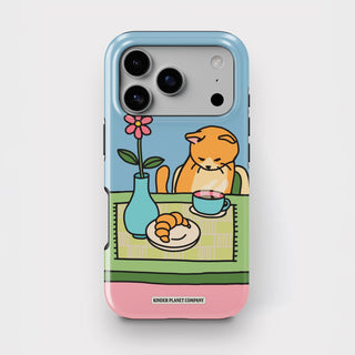 Coffee Cat Blue Tough Phone Case