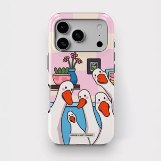 Curious Geese Checkered Tough Phone Case