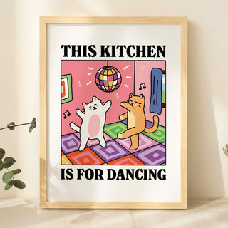 'This Kitchen is for Dancing' Cat Print