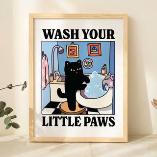 'Wash your little Paws' Cat Print