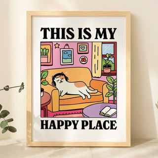 This Is My Happy Place Cat Couch Print