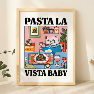 'Pasta La Vista' Pink Cat Print