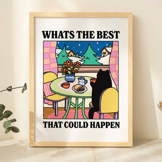 'Best that could happen' Winter Cat Print