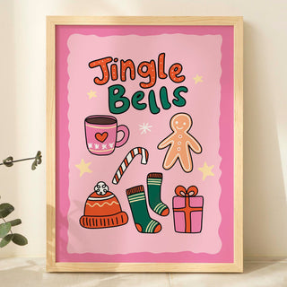 'Jingle Bells' Pink Christmas Print