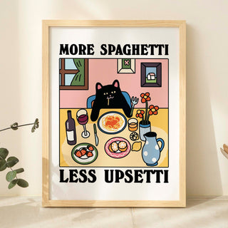 'More Spaghetti' Black Cat Print