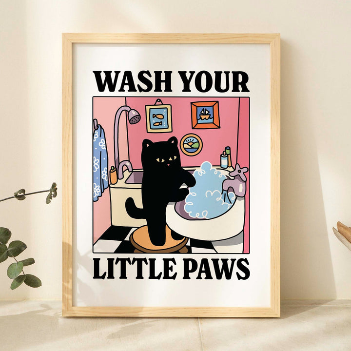 'Wash your little Paws' Cat Print