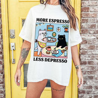 'More Espresso Less Depresso' Cat Tshirt