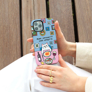 Spaghetti Upsetti Blue Cat Phone Case