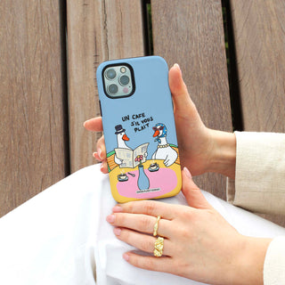Un Cafe Sil Vous Plait Goose Blue Phone Case