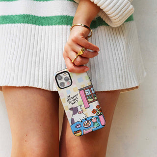 'Un Croissant Sil Vois Plait' Checkered Cow Phone Case