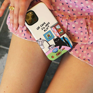 Un Cafe S'il Vous Plait Coffee Cat Phone Case