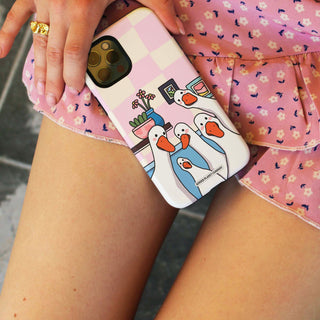 Curious Geese Checkered Phone Case