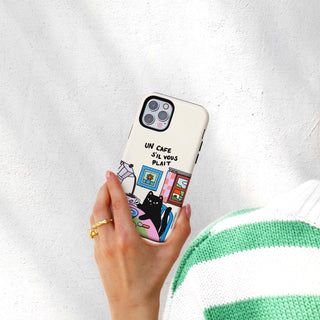 Un Cafe S'il Vous Plait Coffee Cat Phone Case