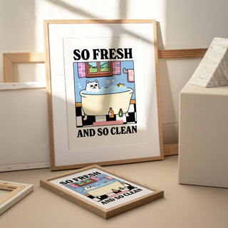 'So Fresh and So Clean' White Cat Print