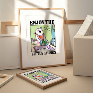 Enjoy The Little Things Cat Print