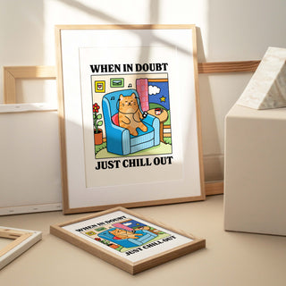 'When in doubt just chill out' Cat Print