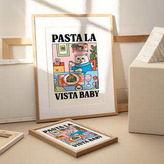 'Pasta La Vista' Pink Cat Print