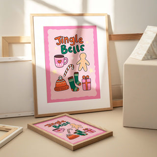 'Jingle Bells' Pink Christmas Print