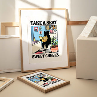 'Please take a seat Sweet Cheeks' Cat Print