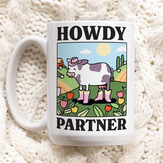 'Howdy Partner' Cow Mug