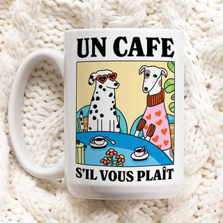 'Un Cafe Sil Vous Plait' Dog Mug