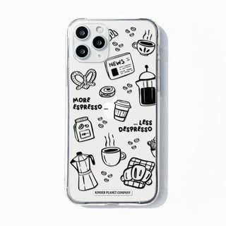 'More Espresso Less Depresso Black' Clear Phone Case
