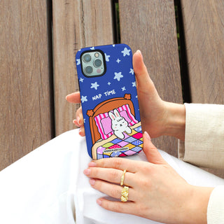 Nap Time Dark Blue Bunny Phone Case