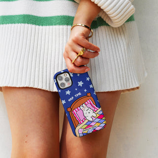 Nap Time Dark Blue Bunny Phone Case