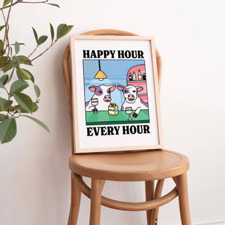 'Happy Hour' Cow Blue Print