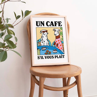 Un Cafe Sil Vous Plait Dog Print