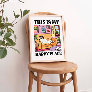 This Is My Happy Place Cat Couch Print