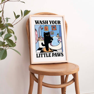 'Wash your little Paws' Cat Print