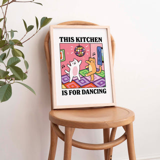 'This Kitchen is for Dancing' Cat Print