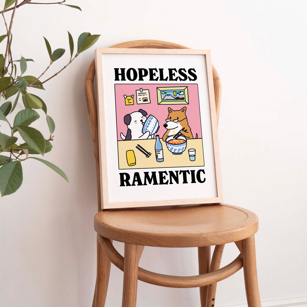 'Hopelessly Ramentic' Pink Dog Print