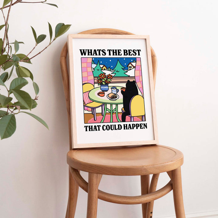 'Whats the best that could happen' Winter Cat Print