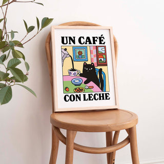 'Un Cafe Con Leche' Cat Print