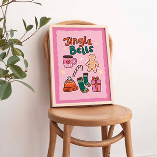 'Jingle Bells' Pink Christmas Print