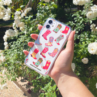 Pink Cowboy Boots Clear Phone Case