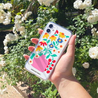 Funky Flower Vase Clear Phone Case