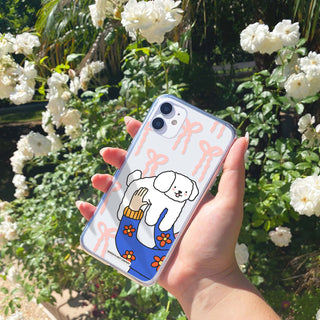 My Dog Pink Bow Clear Phone Case