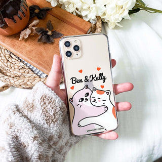 Custom Hugging Cats Clear Phone Case