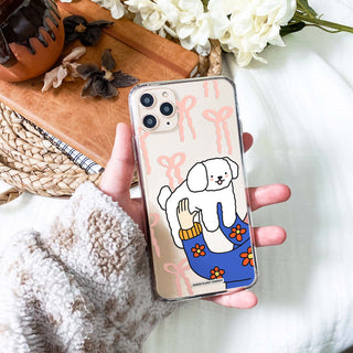 My Dog Pink Bow Clear Phone Case