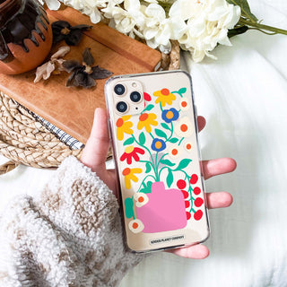 Funky Flower Vase Clear Phone Case