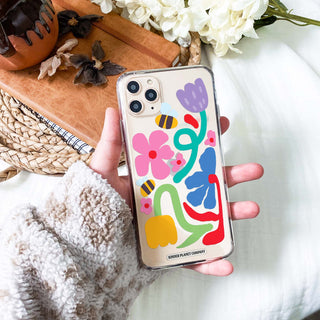 Funky Flowers Clear Phone Case