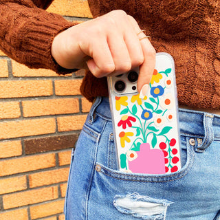 Funky Flower Vase Clear Phone Case