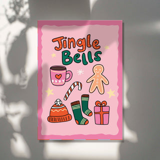 'Jingle Bells' Pink Christmas Print