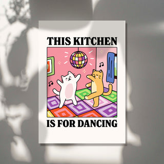 'This Kitchen is for Dancing' Cat Print