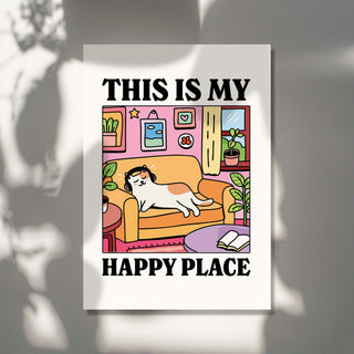 This Is My Happy Place Cat Couch Print