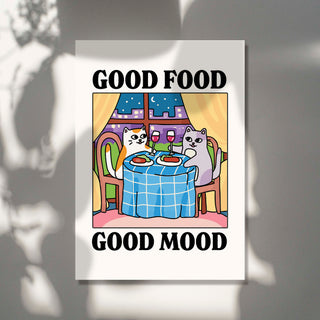 'Good Food Good Mood' Cat Print