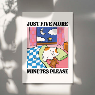 'Just five more minutes' Cat Print